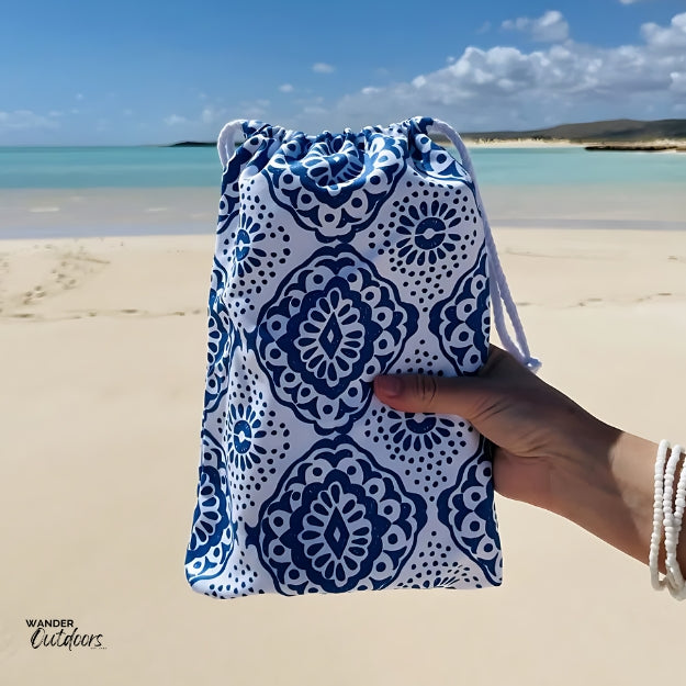 Newlyfe Beach Towel & Pouch Boho Pouch on the beach