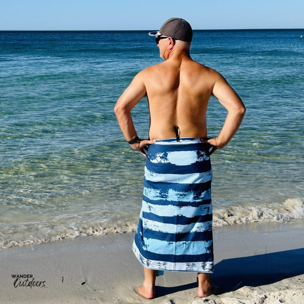 Newlyfe Beach Towel & Pouch Trigg at the beach