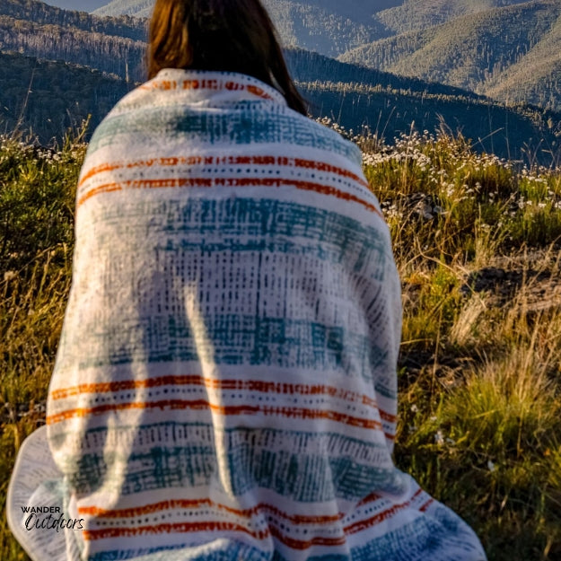 Newlyfe Wearable Fleece Blanket Orange in Blue Mountains