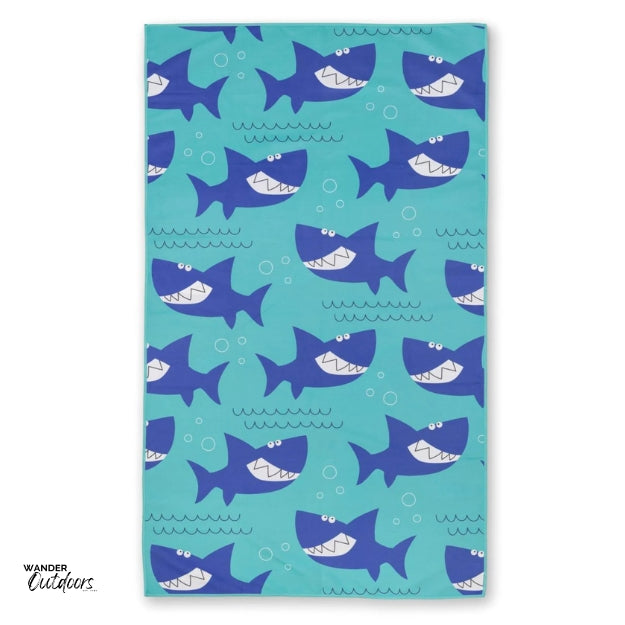 Newlyfe Kids Beach Towel Shark Flat Lay