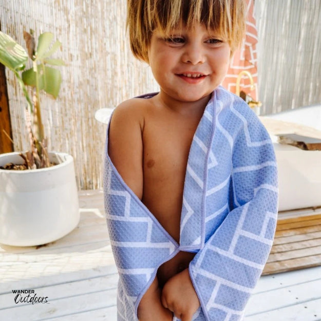 Newlyfe Mini Multi-Function Waffle Weave Towel Blue Toddler Towel