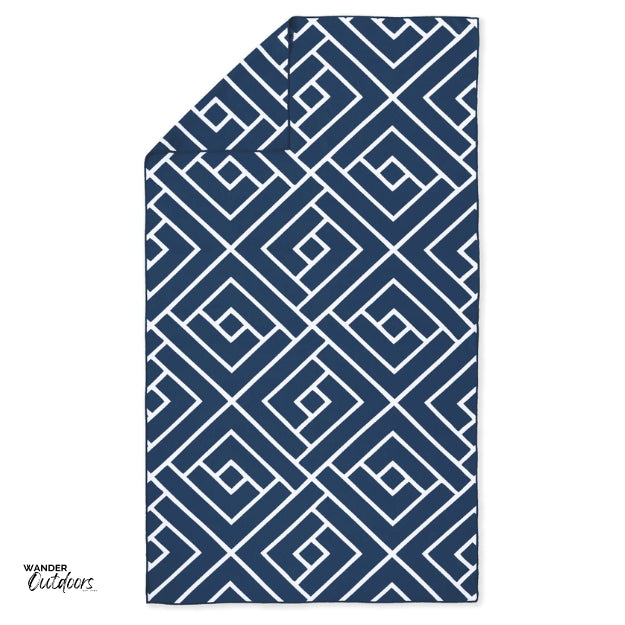 Newlyfe Waffle Weave Bath Towel Navy Flat Lay