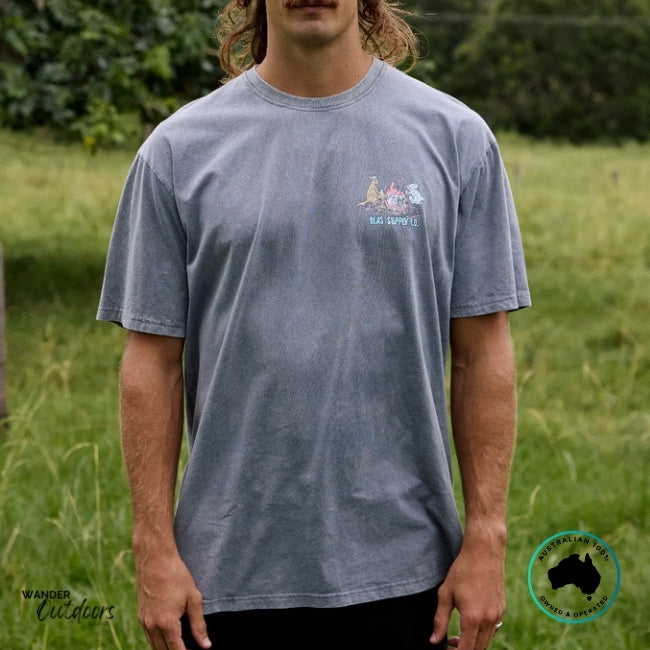 Bush Telly Tee | Relaxed Fit Cotton Campfire T-Shirt Front close up