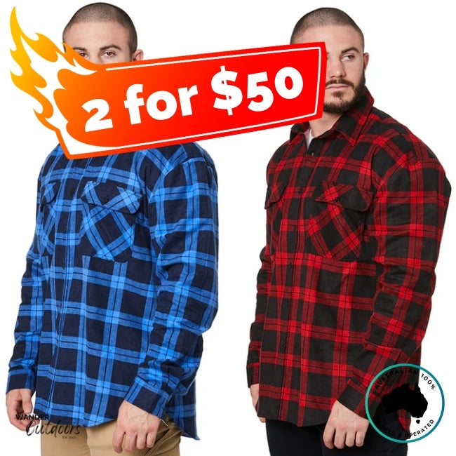 Pilbara Collection Flannel Shirt Bundle Image Royal Blue and Red Black Image