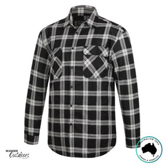 Pilbara Collection Full Button Flannelette Shirt In Grey/Black
