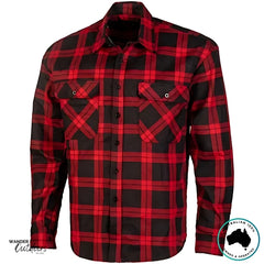 Pilbara Collection Full Button Flannelette Shirt in Red/Black