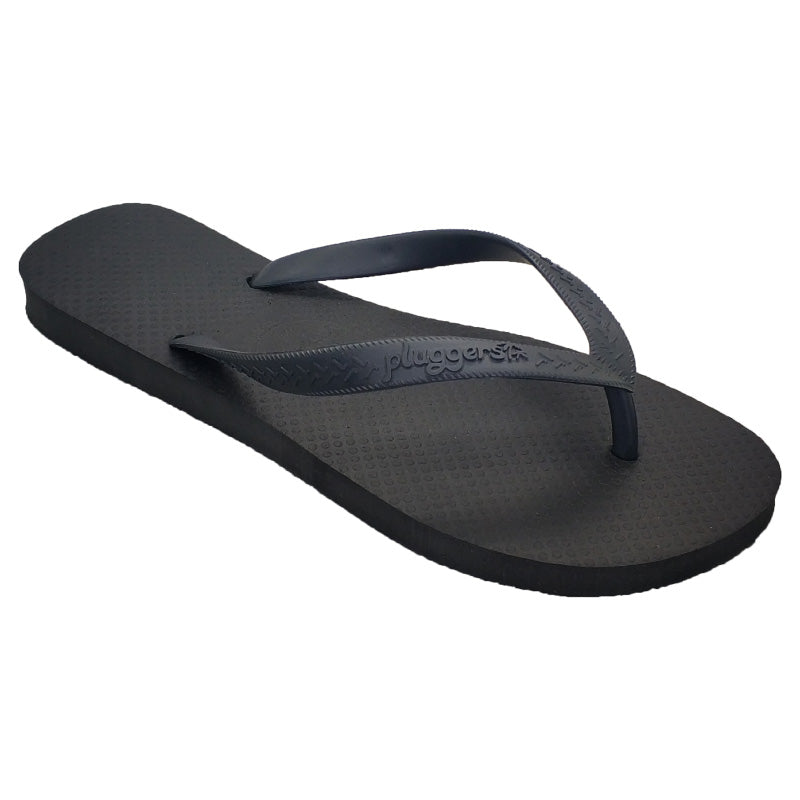Pluggers Classic Strap Black Thongs - Wander Outdoors