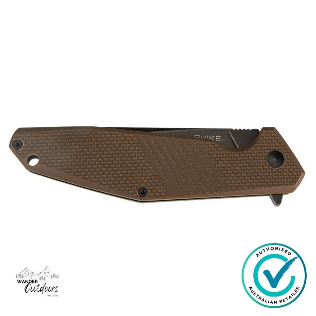 Ruike D191-W folding knife closed, showing brown G10 textured handle and minimalist design — Wander Outdoors authorised retailer Australia.
