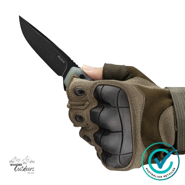 stonewashed Sandvik 14C28N blade and translucent Jade G10 handle — built for everyday use and secure control.