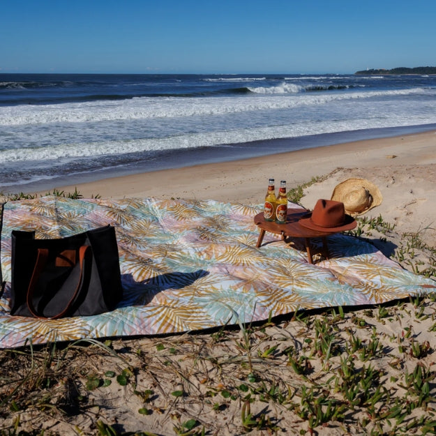 Saltwater Picnic Co Picnic Rug Golden Palm on the beach