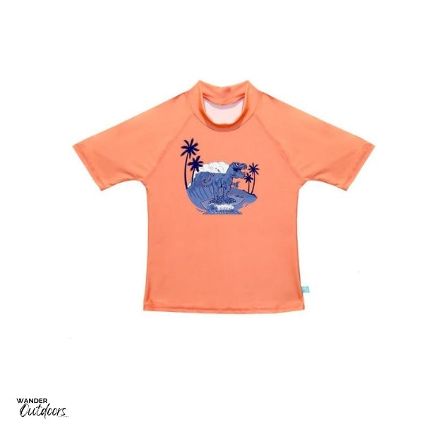 Salty Ink Tiki Orange Short Sleeve Rashie Flat Lay