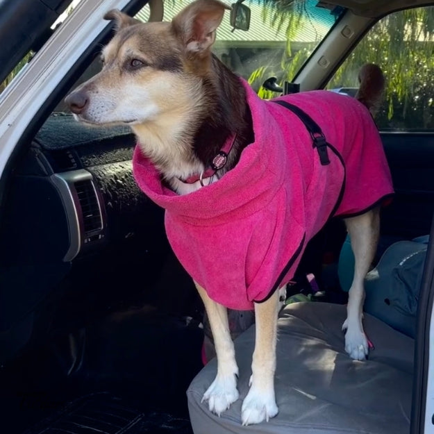 SaltyDOG Beach & Bath Drying Robe Fiesta Pink Kelpie