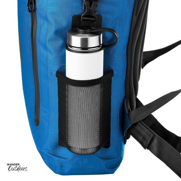 SkogAKust BackSåk Pro - Waterproof Blue Backpack Drink Bottle Pocket