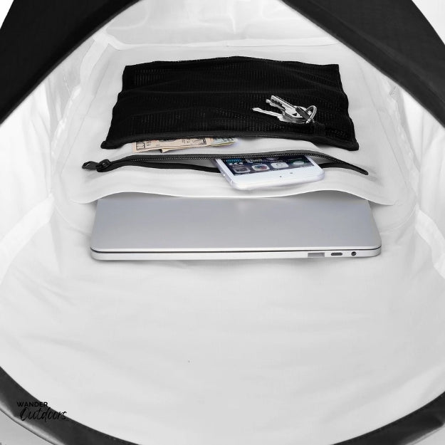 SkogAKust BackSåk Pro - Waterproof Grey Backpack internal pockets with laptop pocket