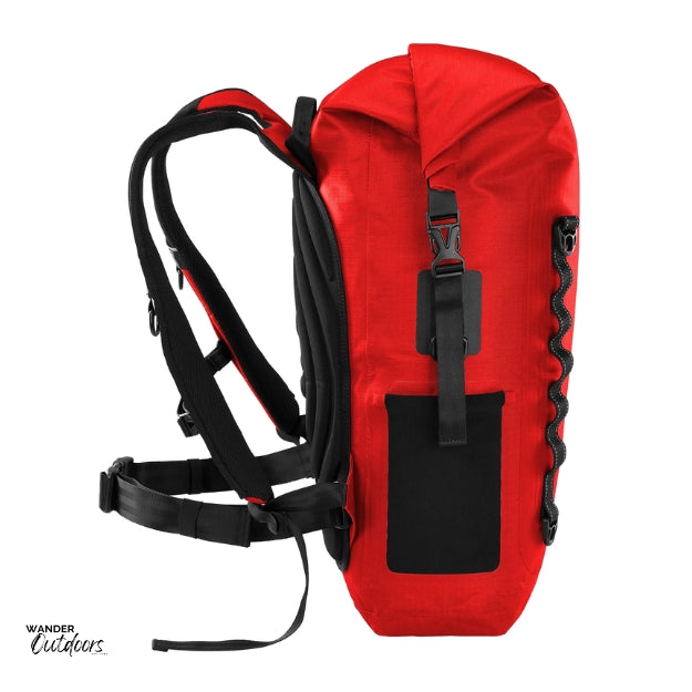 SkogAKust BackSåk Pro - Waterproof Red Backpack Side View
