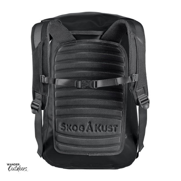 SkogAKust BackSåk - Waterproof Black Backpack Rear Back Padding and Strap View