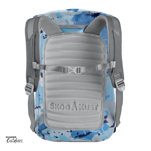 SkogAKust BackSåk - Waterproof Blue Camo Backpack Back Padding & Strap View