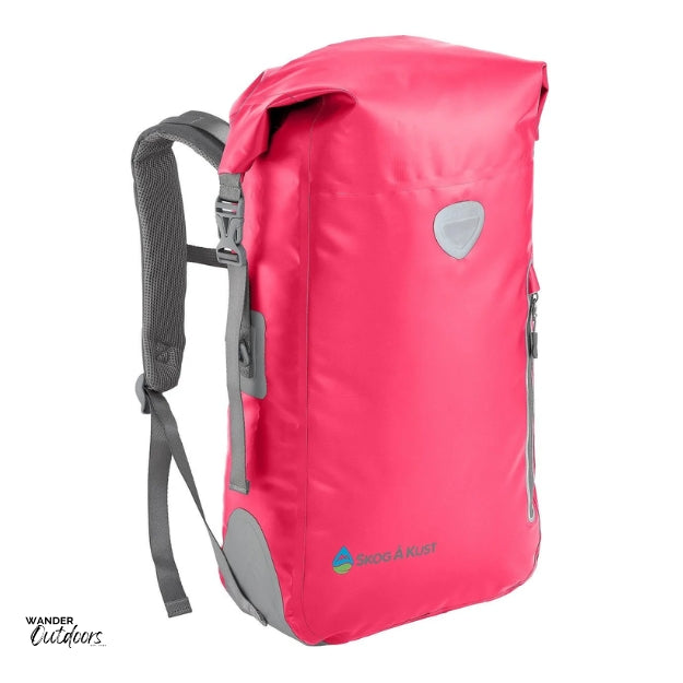 SkogAKust BackSåk - Waterproof Pink Backpack Semi Side View