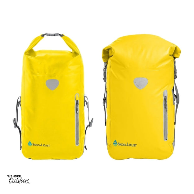 SkogAKust BackSåk - Waterproof Yellow Backpack with two options to secure your bag