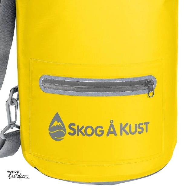 SkogAKust DrySak Dry Bag Yellow Close Up of Waterproof Zip Pocket