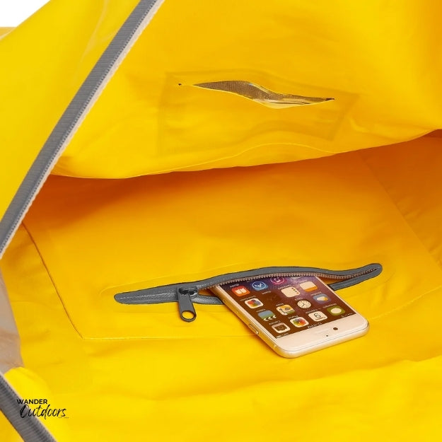 SkogAKust DuffelSåk 60L Waterproof Dry Bag Yellow Internal Pocket View