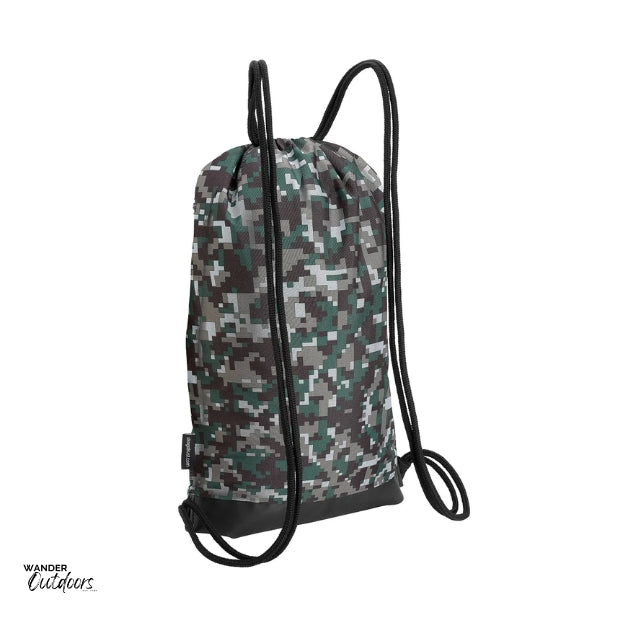 SkogAKust GymSåk 2-in-1 dry bag drawstring bag, digi camo bag with removable waterproof dry bag rear view