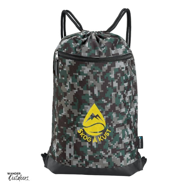 SkogAKust GymSåk 2-in-1 dry bag drawstring bag, digi camo bag with removable waterproof dry bag