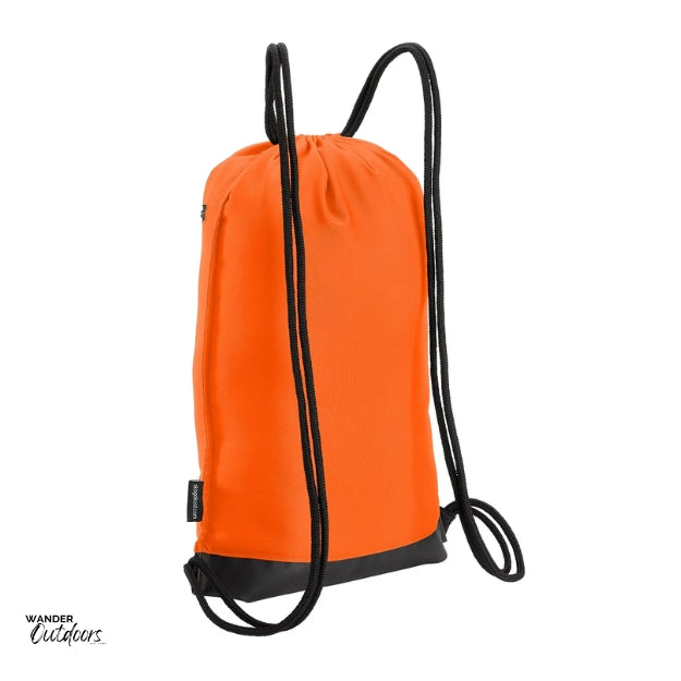 SkogAKust GymSåk 2-in-1 dry bag drawstring bag, orange bag with removable waterproof dry bag rear view