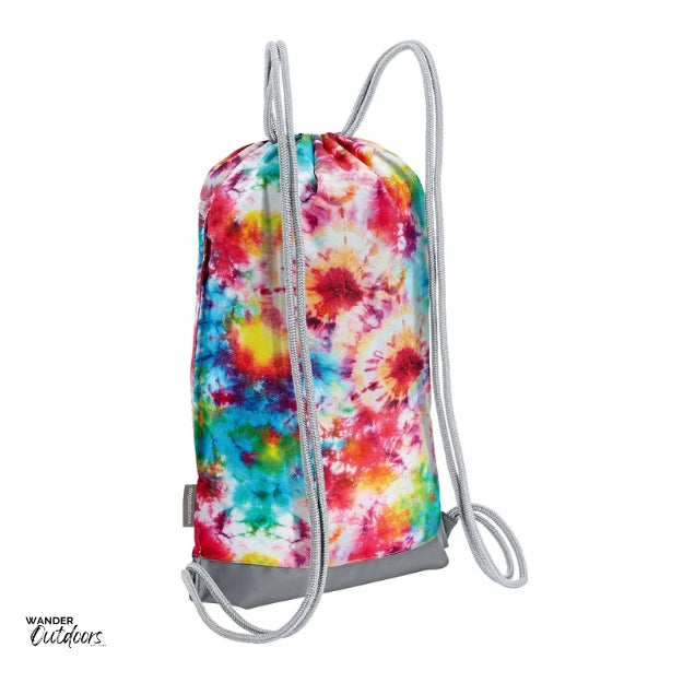 SkogAKust GymSåk 2-in-1 dry bag drawstring bag with tie-dye design, gym bag with removable waterproof dry bag rear view