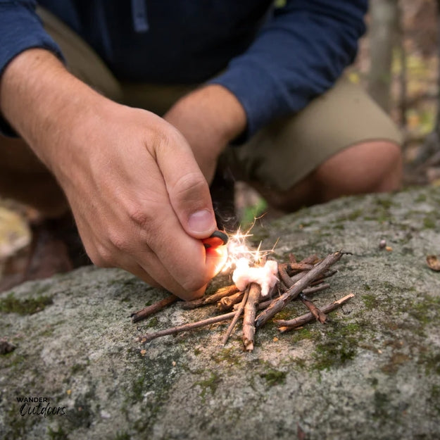 SOL Fire Lite Kit with Dry Bag in the field