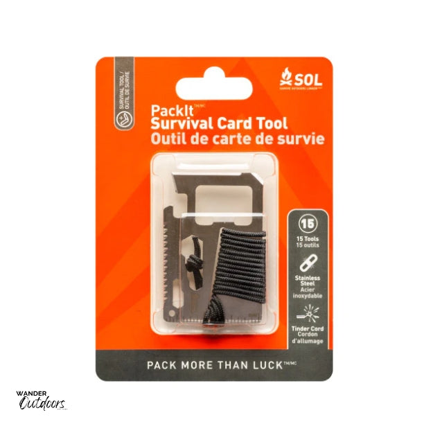 SOL PackIt Survival Card Tool in packaging