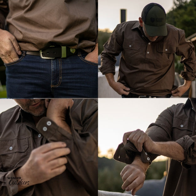 Stoney Creek Done and Dusted Shirt in Tan Close Up