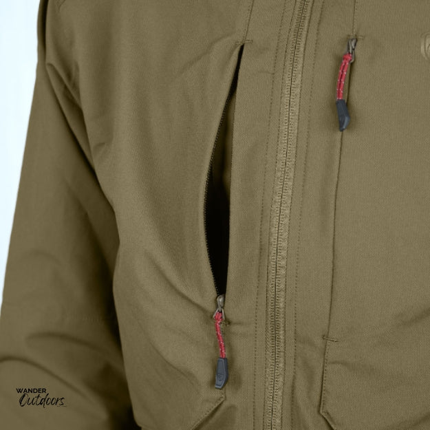 Stoney Creek Fast Hunt Ascent Shirt in tundra close up of zip