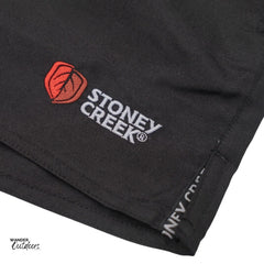 Stoney Creek Jester Pro Shorts in Black Leg Detail Close Up