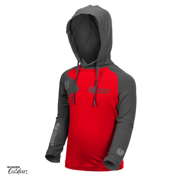 Stoney Creek Kid's Apex Hoodie Fiery Red and Dark Shadow