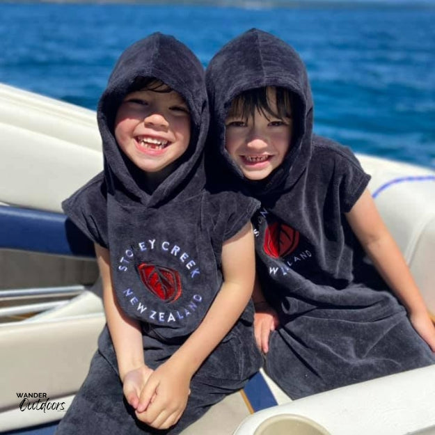 Stoney Creek Kids Towel Hoodie On Boat