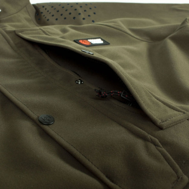 Stoney Creek Men's Long Bush Coat Close Up of Zip Pocket