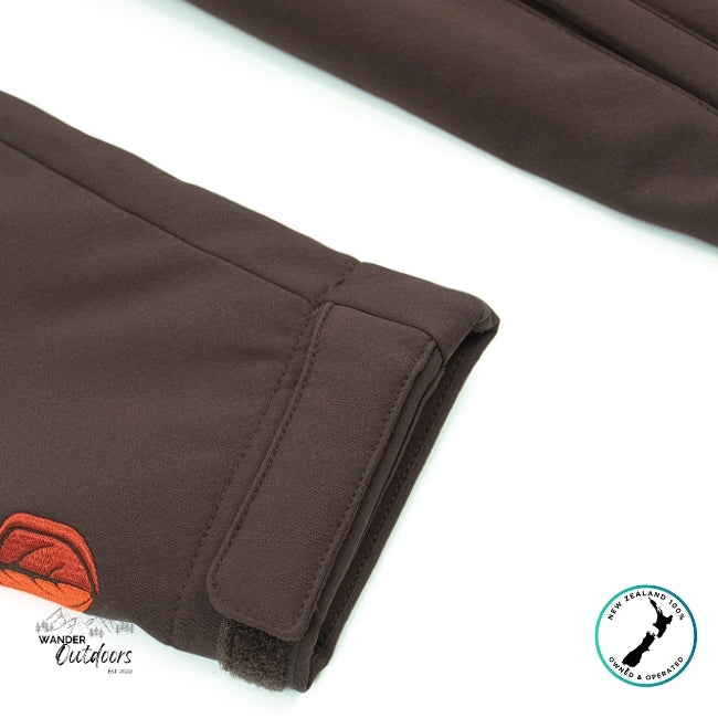 Brown fabric with a logo on a white background