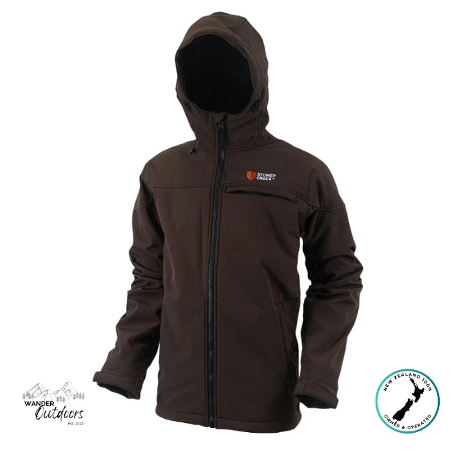 Brown jacket with a hood on a white background