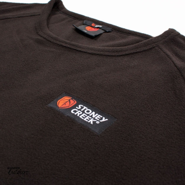 Stoney Creek Men's Short Sleeve Bush Tee in Black close up of chest