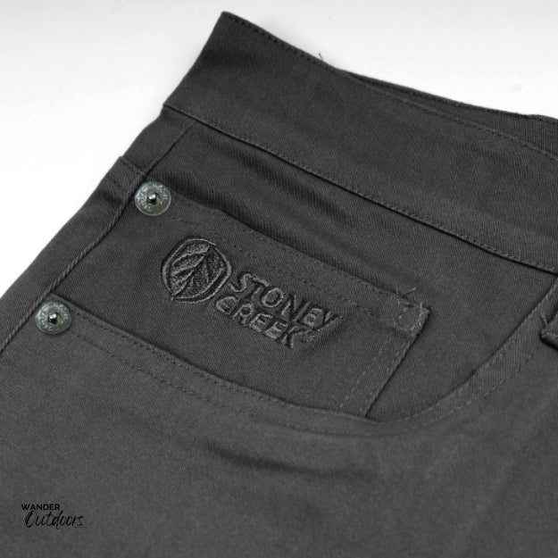 Stoney Creek Men's Urban Trousers in Black front pocket close up