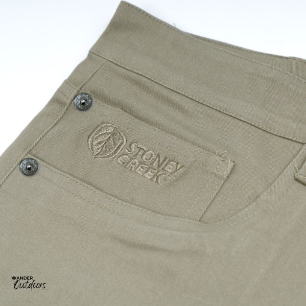 Stoney Creek Men's Urban Trousers in Dark Putty front pocket close up