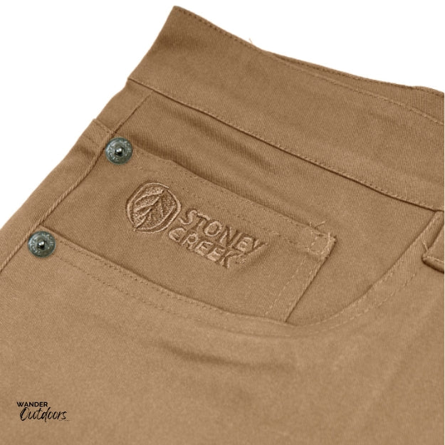 Stoney Creek Men's Urban Trousers in Tobacco front pocket close up