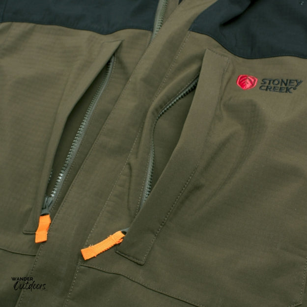 Stoney Creek Frostline Jacket in Bayleaf Chest Pocket Close Up