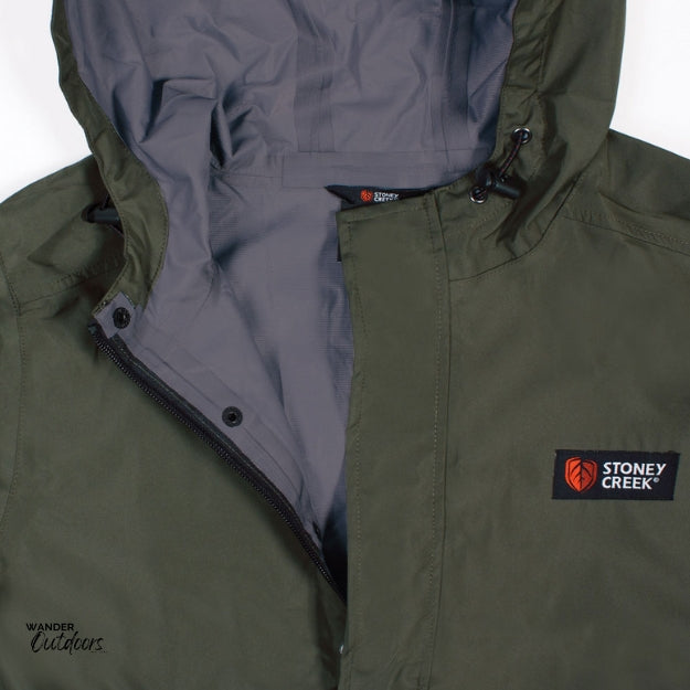 Stoney Creek Stow It Jacket Gumleaf Close Up of the Zip