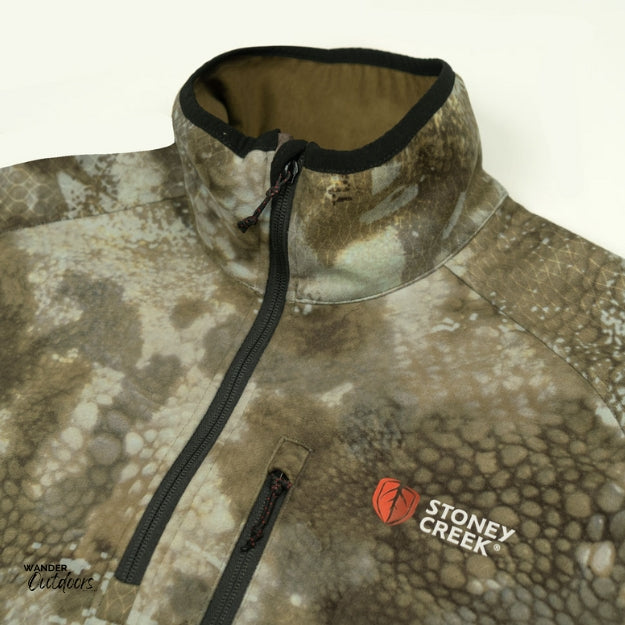 Stoney Creek The Rock Pullover in TCA Collar Close Up