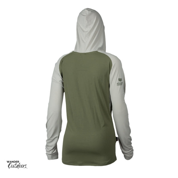 Stoney Creek Women's Apex Cooling Hoodie Lichen Antarctica Back