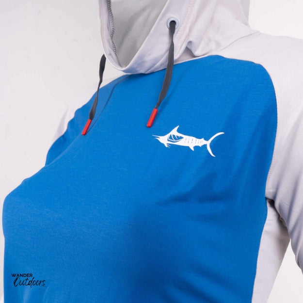 Stoney Creek Women's Apex Cooling Hoodie Strong Blue Antarctica Close Up