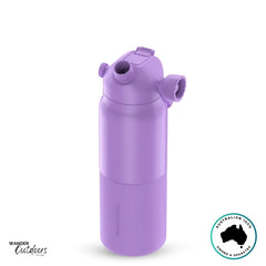 The Aussie Pal 1L Insulated Hydro Jug Water Bottle in lavender chug lid open