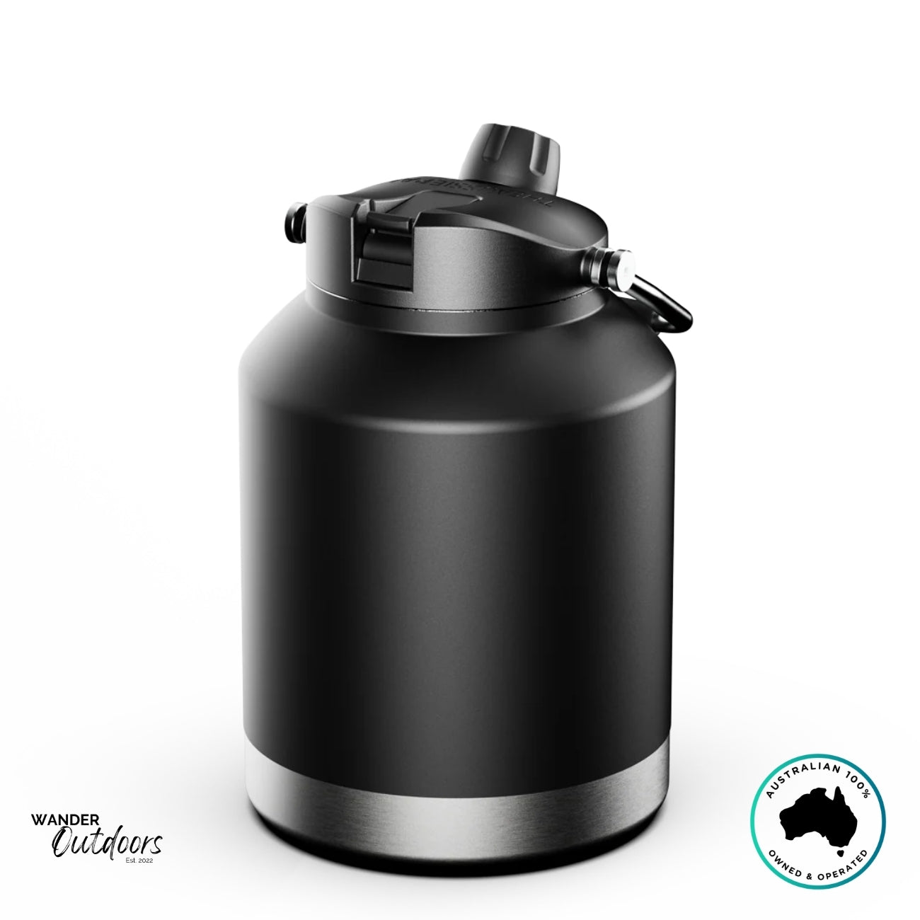 The Aussie Pal 4L Hydro Jug in matte black featuring sip spout lid and sleek powder-coated finish.